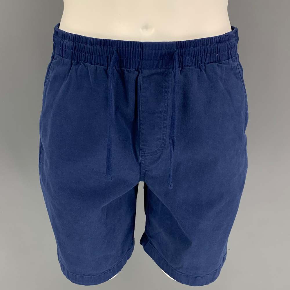 TODD SNYDER Size M Navy Cotton Blend Drawstring Shorts - Picture 1 of 4
